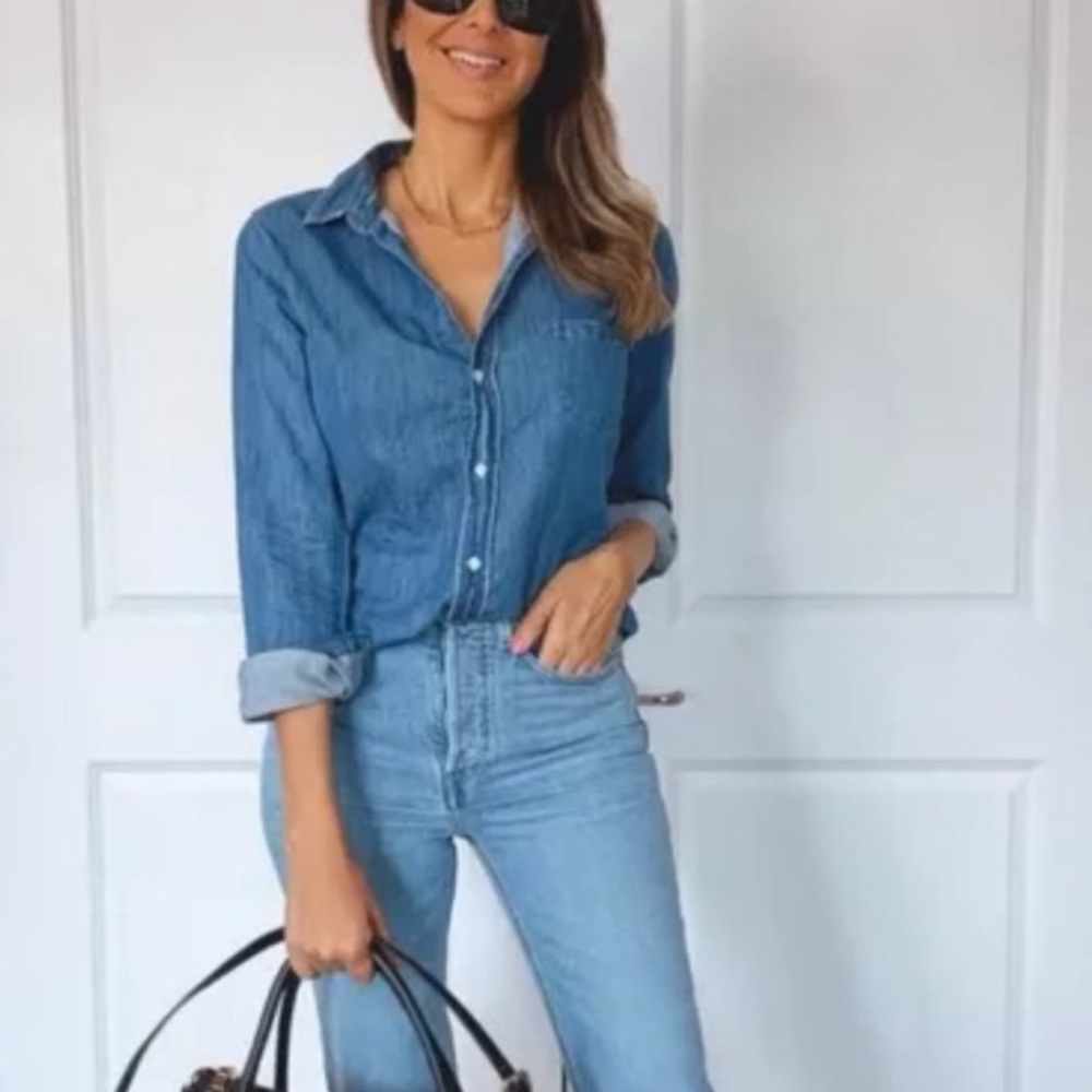 Frank & Eileen Cotton/Linen Button Down Shirt - Size Small